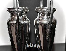 WMF Art Nouveau Silver Plated Pair Of Amphora Vases, Laurel Leaf, Signed c1903