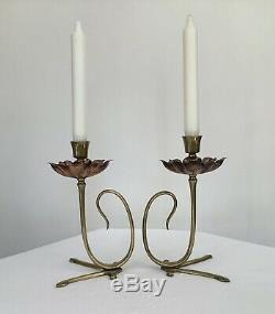 Was Benson Arts Crafts Nouveau Fantastic Pair Candlesticks Signed