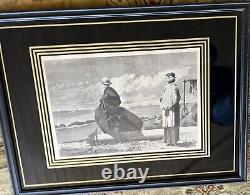 Winslow Homer Pair 1873 Dad's Coming, Gloucester Harbor Framed Matted Antique