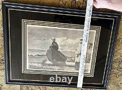 Winslow Homer Pair 1873 Dad's Coming, Gloucester Harbor Framed Matted Antique