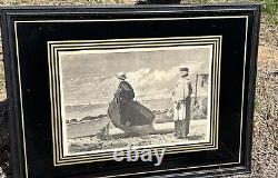 Winslow Homer Pair Dad's Coming, Gloucester Harbor Framed Matted Antique