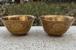 Wonderful Antique Japanese Pair of Porcelain Small kinraden Bowls Signed