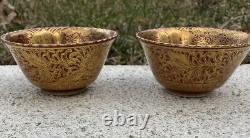 Wonderful Antique Japanese Pair of Porcelain Small kinraden Bowls Signed