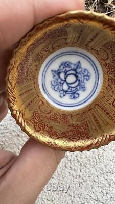 Wonderful Antique Japanese Pair of Porcelain Small kinraden Bowls Signed