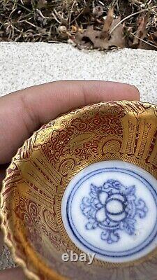 Wonderful Antique Japanese Pair of Porcelain Small kinraden Bowls Signed