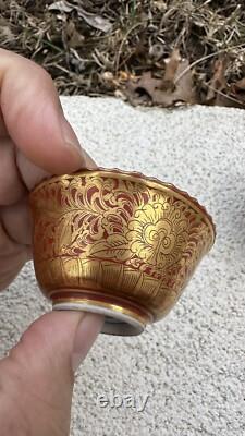 Wonderful Antique Japanese Pair of Porcelain Small kinraden Bowls Signed