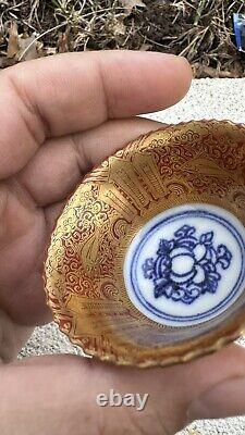 Wonderful Antique Japanese Pair of Porcelain Small kinraden Bowls Signed