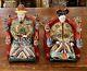 Wonderful Antique Pair Chinese Emperor & Empress Famille Rose Porcelain Statues