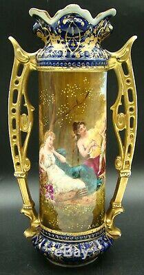 Wonderful Royal Vienna Porcelain Vases Hand-painted Signed by Hans Zatzka PAIR