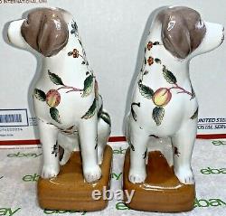 Wong Lee 1895 Porcelain Pair of Floral Mantle Book End Dog Statues Figurines 8