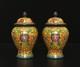 Xuan Signed Pair Old Chinese Bronze Cloisonne Enamel Vase Withflower