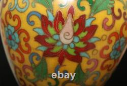 Xuan Signed Pair Old Chinese Bronze Cloisonne Enamel Vase withflower