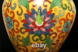 Xuan Signed Pair Old Chinese Bronze Cloisonne Enamel Vase withflower