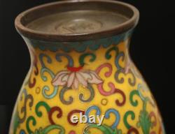 Xuan Signed Pair Old Chinese Bronze Cloisonne Enamel Vase withflower